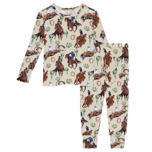 Posh Peanut Clint Wild West Bamboo Pajamas Long Sleeve Size 7Y 8Y Cowboy Horses